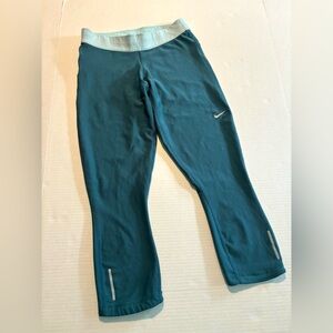 Nike Dri Fit Athletic‎ Running Capri Tights Leggings Teal Reflective Women’s S